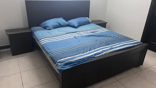 Double Bed with two side tables and spring mattress