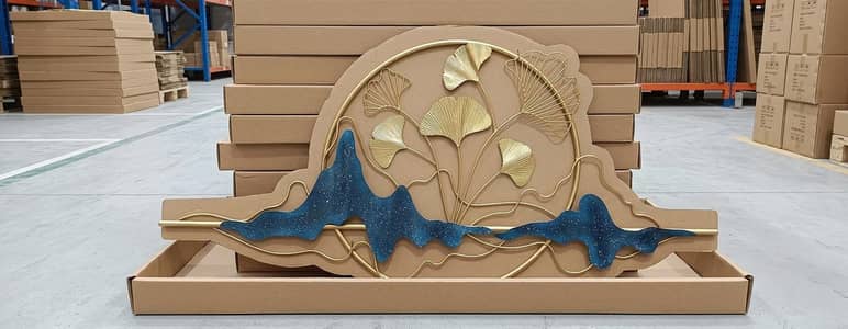 Luxury 5ft Metal Wall Art Decor | Golden Ginkgo Leaf Wall Hanging