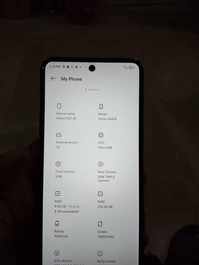 Infinix Hot 40 8 256 all Okk  10/8.5 condition