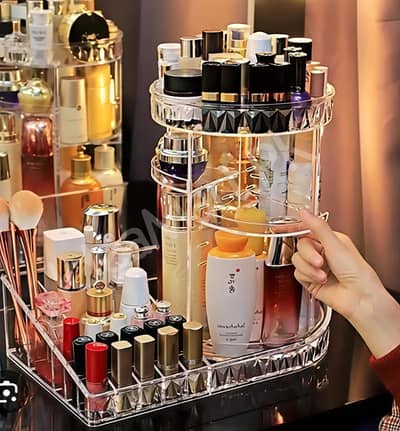 3 layers 360° rotating acrylic makeup organizer