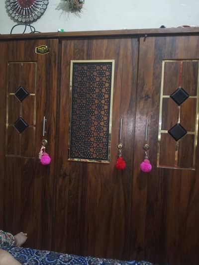 3-Door Wooden Wardrobe / Almirah for Sale