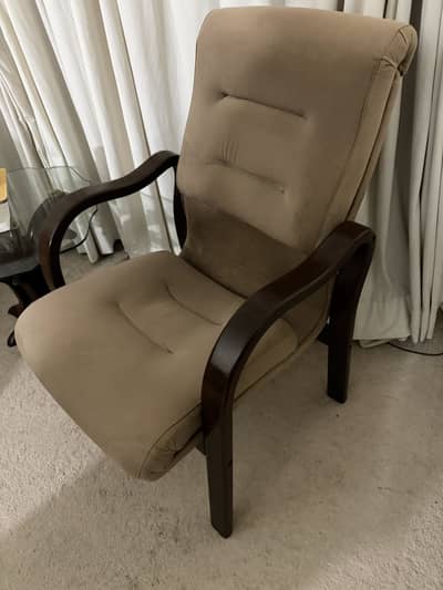 2 velvet chairs with table for sale