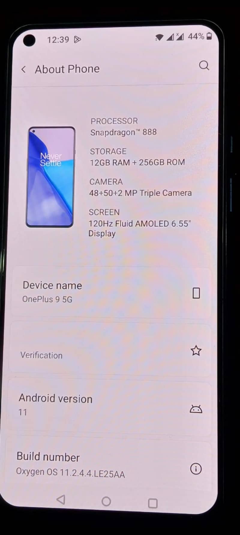 One Plus 9 5G.  12/256 2