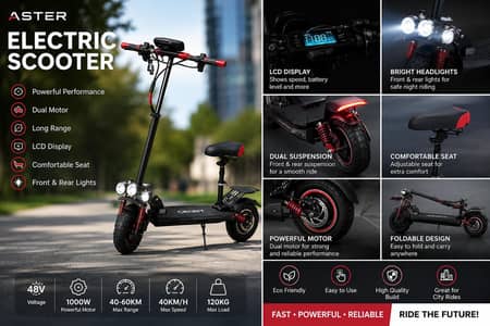 Aster Electric Scooter - High Speed 70km/h, Long Range(Used Only 1000)