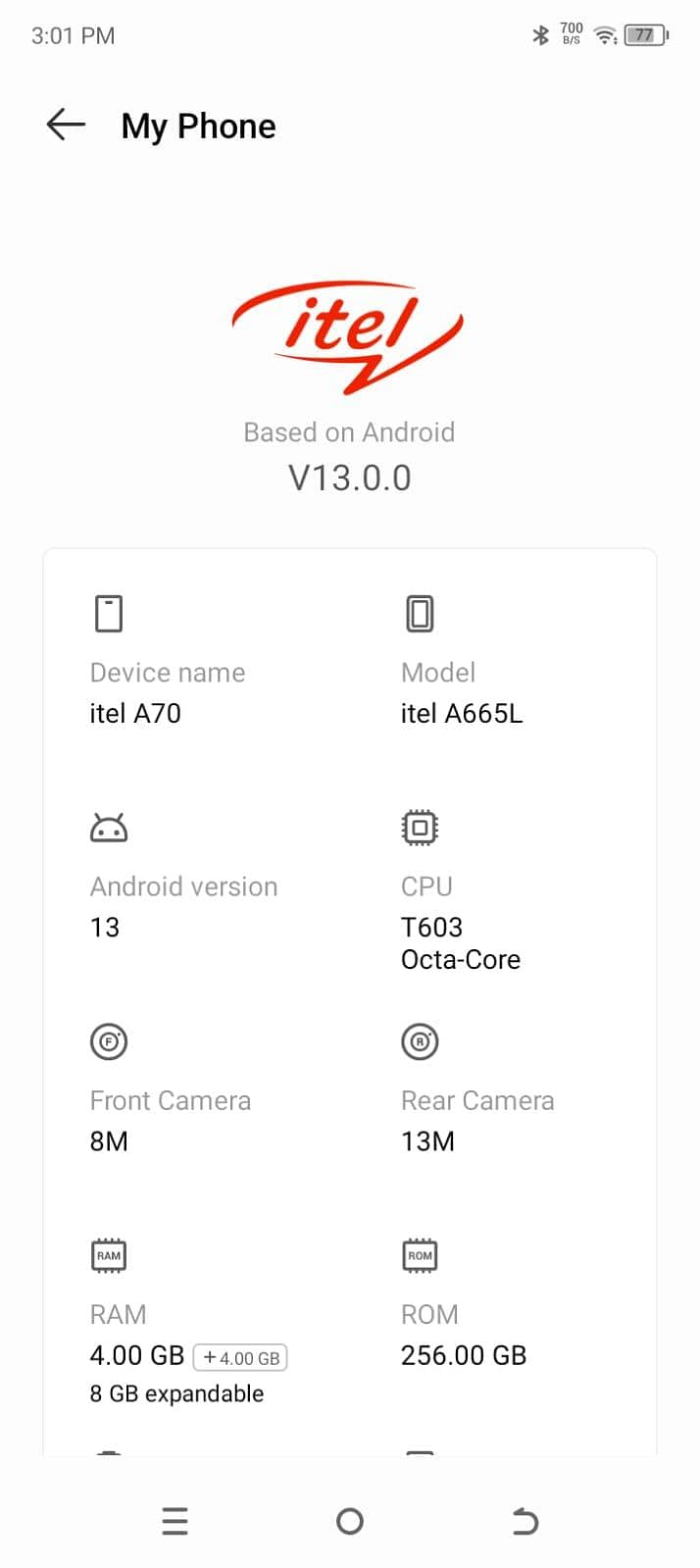 Itel A70 7