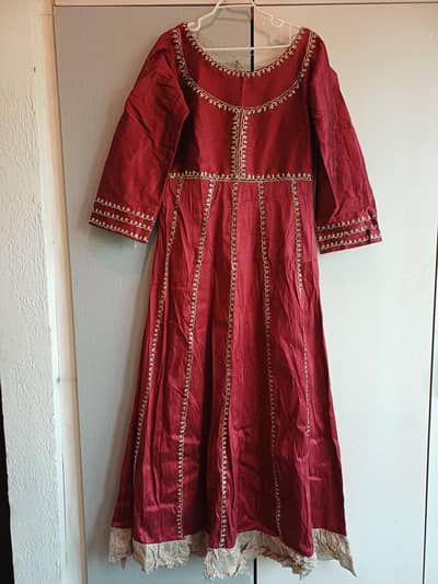 Stunning Rawsilk Maroon Anarkali/Maxi