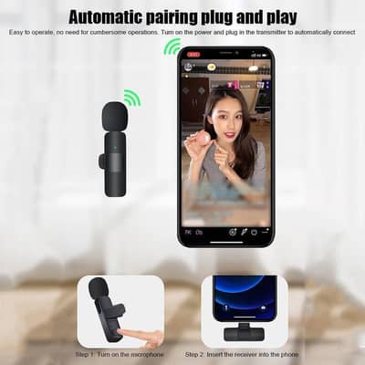 K10 Wireless Dual Lapel Microphone For Type-C & iPhone (Brand New)