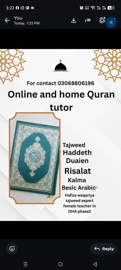 online and home quraan tutor