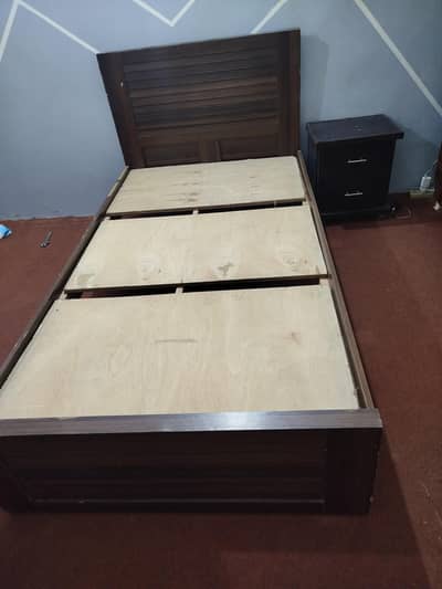 Single Wooden Bed Without for Sale – Strong & Good Condition .