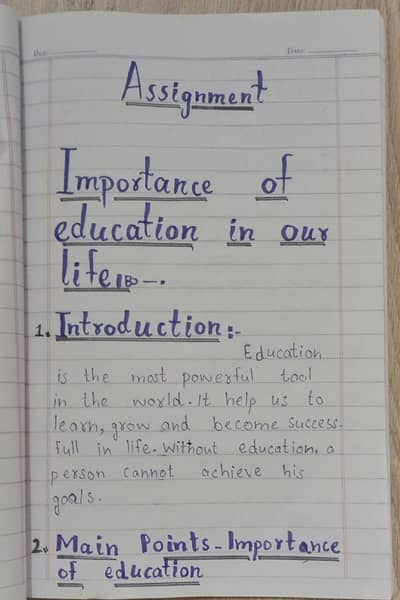 handwriting Assignment Notes- Neat