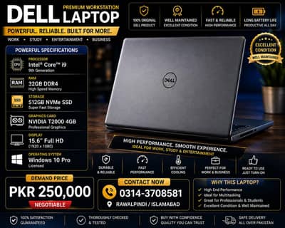 Dell Precision i9 9th Gen | 32GB RAM | 512GB NVMe | NVIDIA T2000 4GB