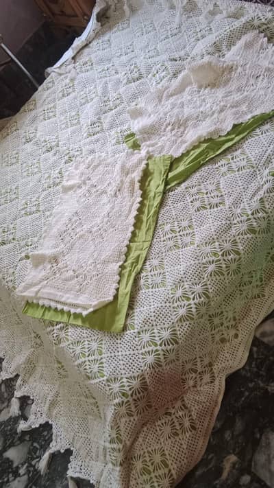 Luxury Handmade Crochet Quilted Double Bedsheet Set with 2 Pillow Cove