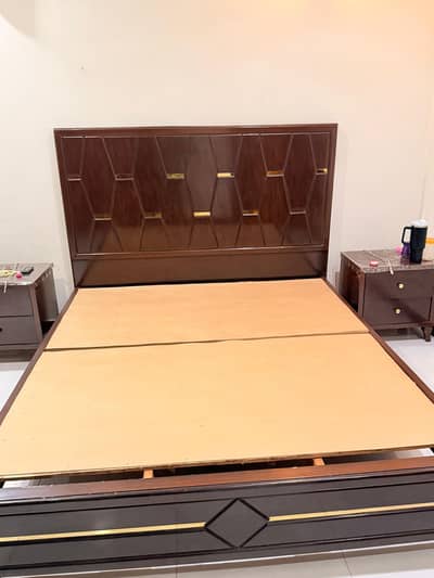 King size bed set + side tables - Solid Wood- Made on order