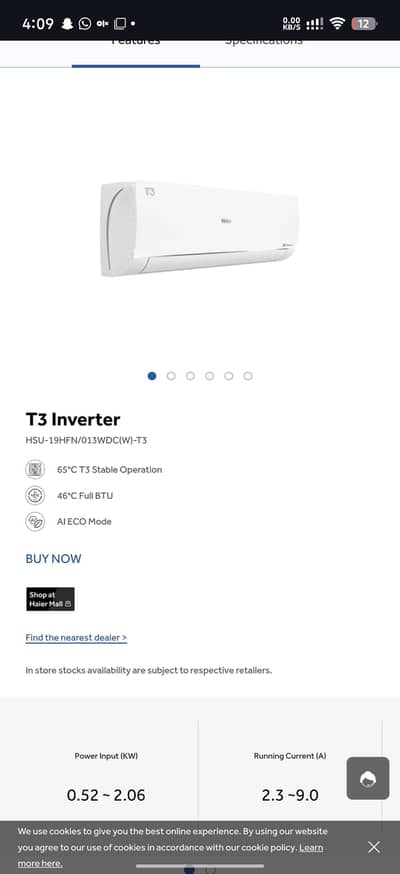 haier t3 1.5 fully inverter wifi