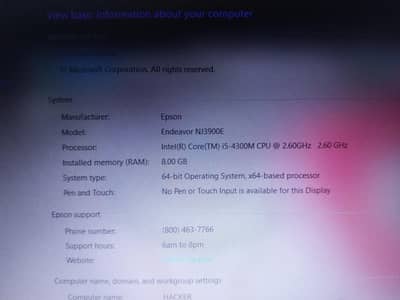 Epson endeavor nj3900e laptop (i5 4gen)