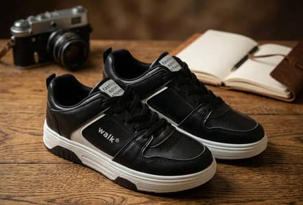 Walk men's casual sneakers l Black and white l