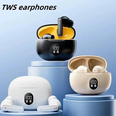 whait stereo Earbuds | LED Digital buttery Display Bluetooth