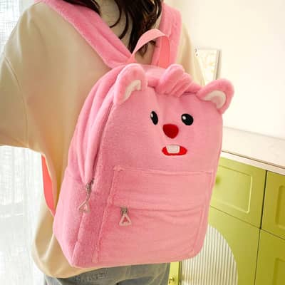 Cute Bunny Plush Backpack - Fluffy School Bag for Girls