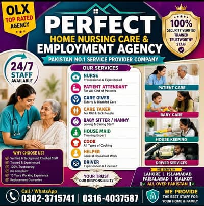 Patient Attendant/Nurse /Nanny /Baby sitter/Maids/cook/Driver/Helpers
