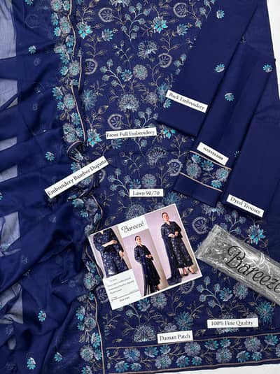 fully embroided 3 piece