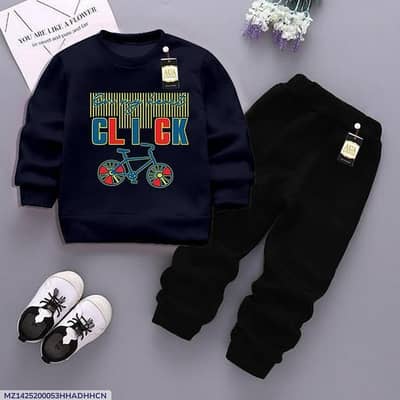 Kids Fleece Printed Tracksuit Blue 1-10 Years Free Delivery 