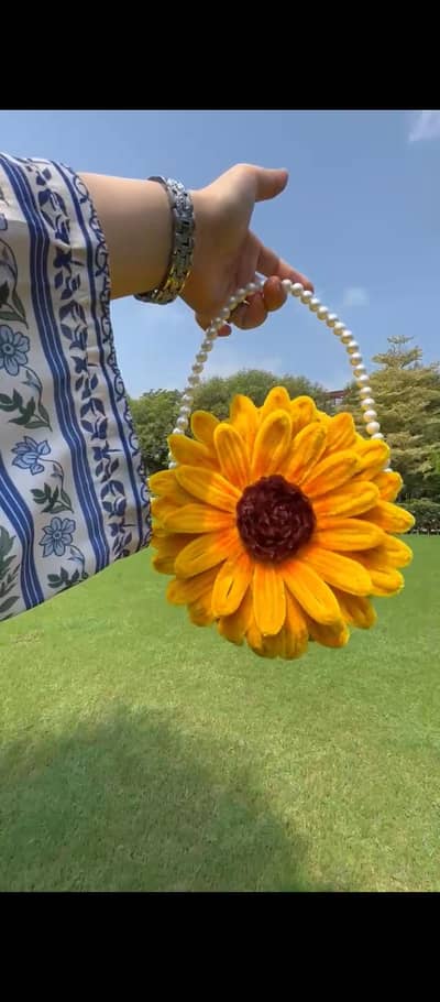 Handmade velvet sunflower bag