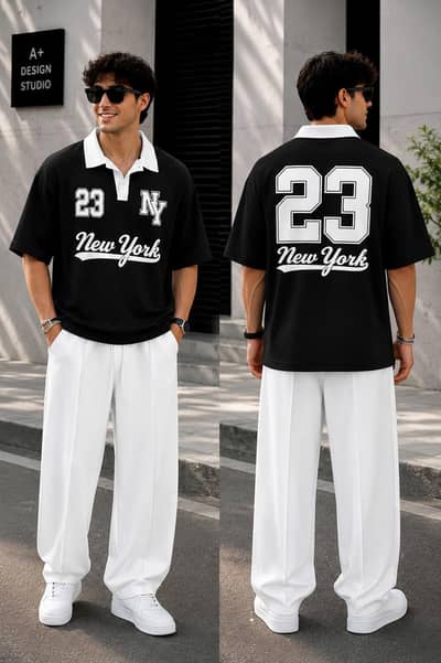 Jhonny collar t-shirt & baggy trouser