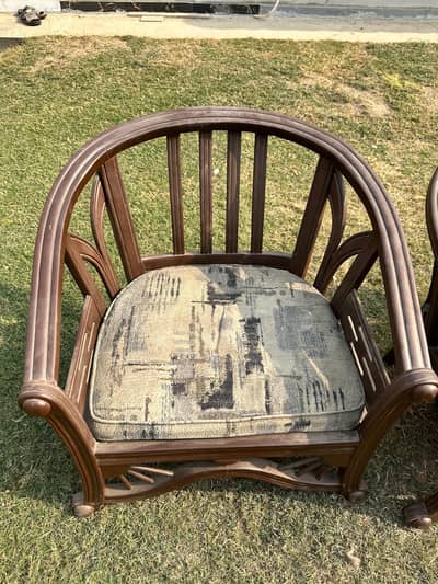 Wooden Sofa Set (2 Single + 1 Double Seater) – Solid Wood – Rs. 20,000