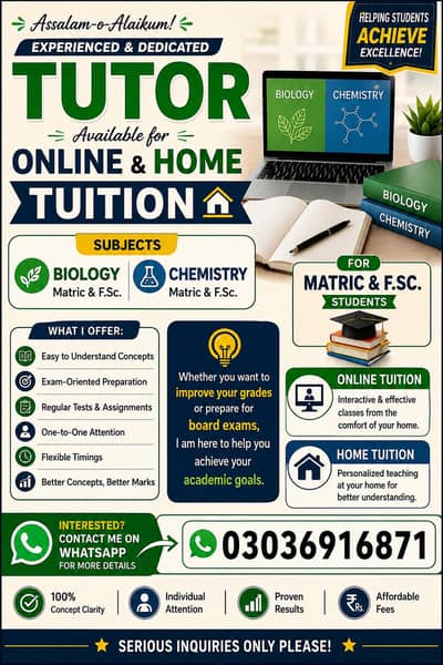 Experienced biology tutor / online & home tuition