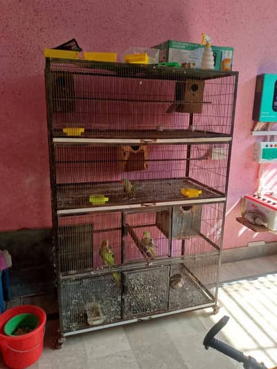 Three-Tier Large Bird Cage for Sale – Spacious & on Wheels