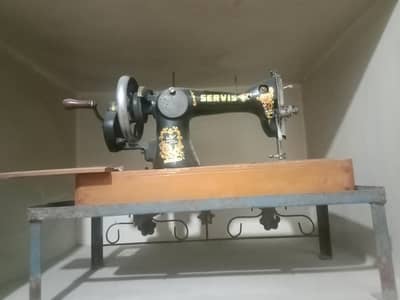 Service hand sewing machine with iron stand +wood box
