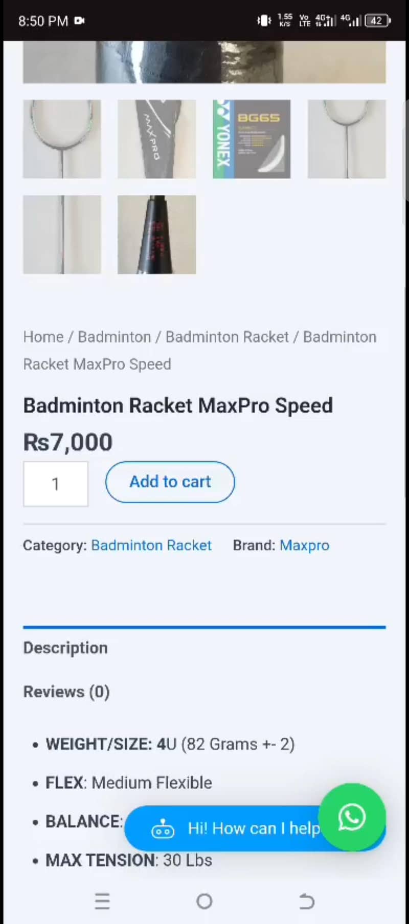 Maxpro racket 7