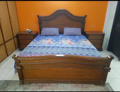 wooden double bed