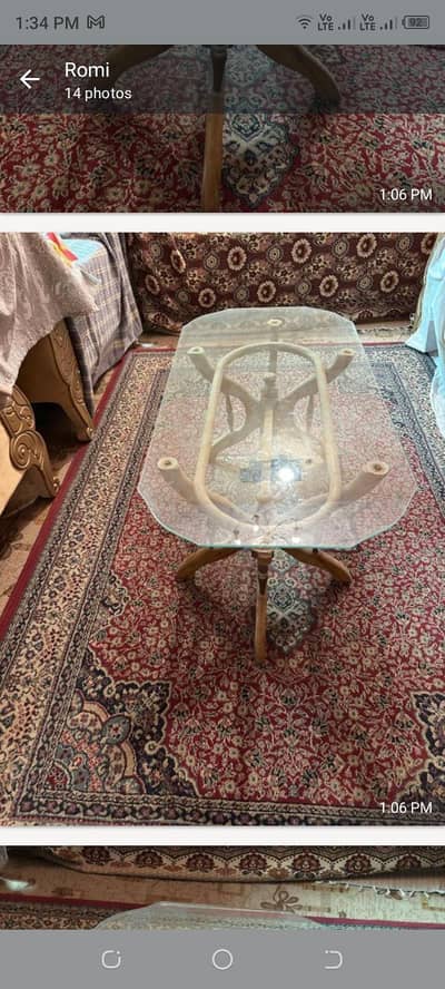 full set central table two side table wood stand condition totly new