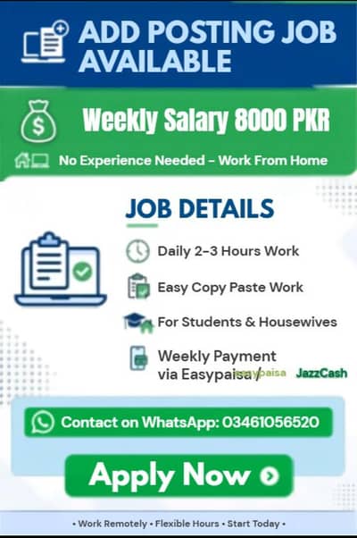 Salary is 8000 a month job for hiring