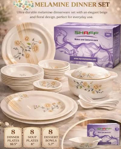 New box packed 72 pieces Melamine dinner set. Pilot company. never open