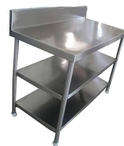 Stainless Steel Kitchen Work Table with 2 Shelves – Heavy Duty