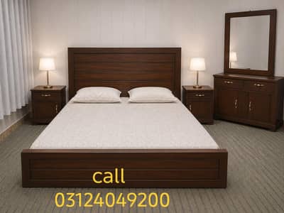 wooden low profile bed set complete call 03124049200