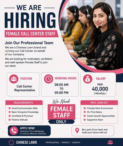 Female Call Center Staff Required
