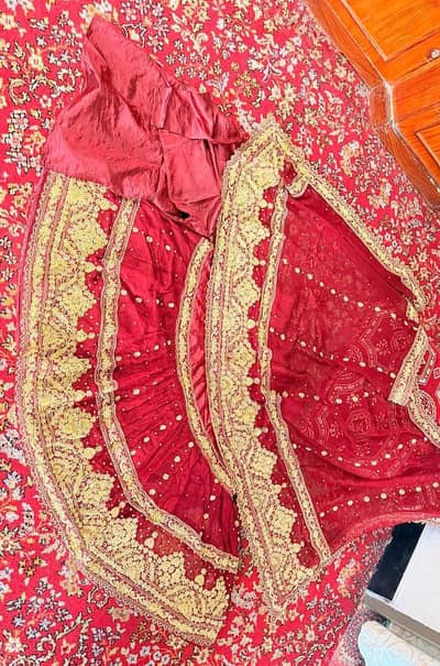 Bridal Red Lehenga with Heavy Golden Embroidery - Excellent Condition