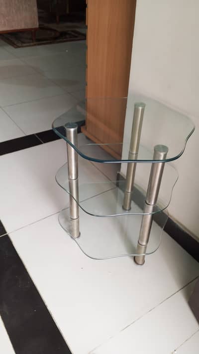 Modern 3-Tier Glass Side Table / Display Stand