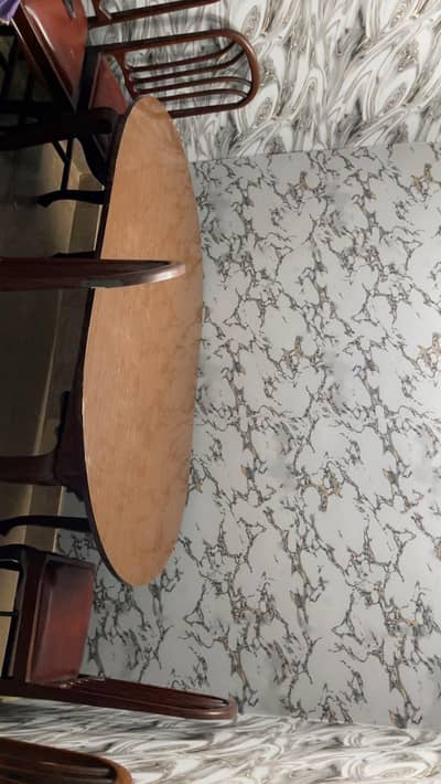 1 dining table set with 6 chairs.