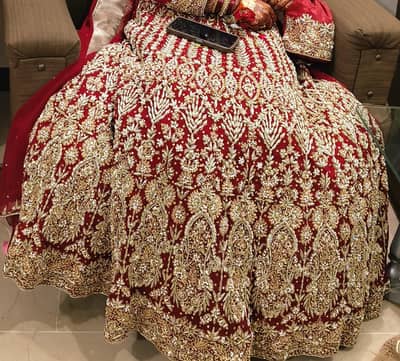 Bridal Maroon Lehenga Choli with Heavy Zari Work – Like New