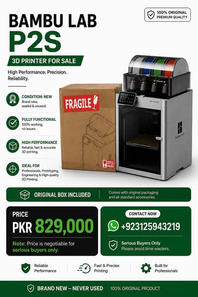 Bambu Lab P2S 3D Printer with AMS 2 | Like New