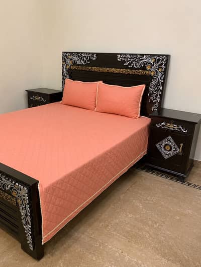 Full size bed set | two side tables | dressing table|
