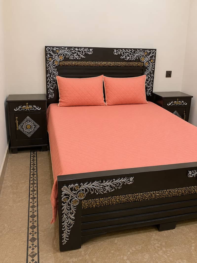 Full size bed set | two side tables | dressing table| 2