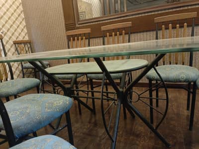8 Chairs steel dining table