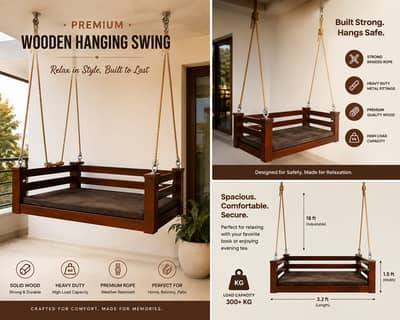Premium Wooden Hanging Swing