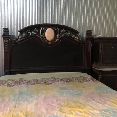 wooden King sized bed with matress