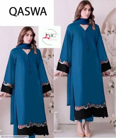 Qaswa Embroidered Lawn 3Pcs Suit (7 Days Exchange Guarantee)